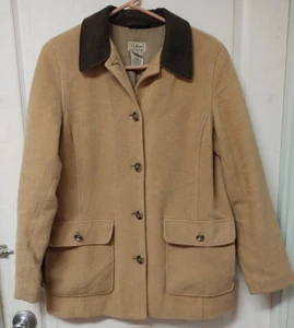 Abrigo L. L. Bean Mezcla Lana Suave Tostado Forrado OFJN4 Mujer Talla Med - Imagen 1 de 13