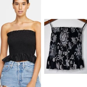 Top donna Mikoh Mariana Crop smocked taglia 1 US Small - Foto 1 di 7