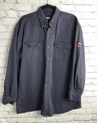 Camisa Key FR Hombre XLR Gris Abotonada Resistente al Fuego HRC2 NFPA 2112 Flameout Foto 1 de 4