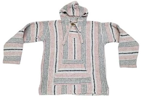 VINTAGE Earth Ragz Sweater Womens Size Small Pink Hoodie Poncho Sweatshirt Baja - Picture 1 of 8