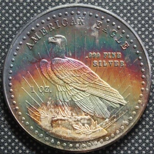 1981 World Wide Mint .999 Silber American Eagle 1oz Round MONSTER TONING getönt B - Bild 1 von 4