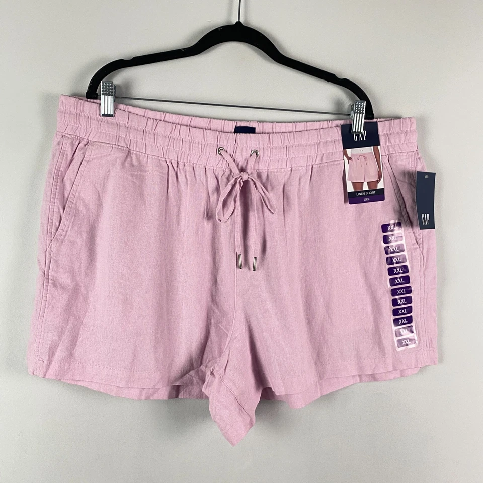 Gap Linen Blend Shorts Womens XXL Orchid Pink Drawstring Pull On High Rise