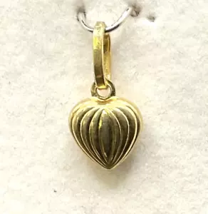 Ciondolo piccolo CUORE foderato in oro giallo 14 kt nuovo - Foto 1 di 1