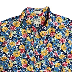 Camicia J Crew M blu cotone floreale bottoni stampa all over resort colorato - Foto 1 di 10
