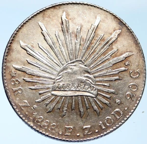 Moneda de 8 reales de plata mexicana antigua sol águila grande 1888 Zs FZ MÉXICO i99656 - Imagen 1 de 3