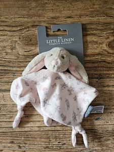 NEW Little Linen Co Comforter Plush Beige Pink BUNNY Baby Sleep Play Toy RABBIT - Imagen 1 de 3