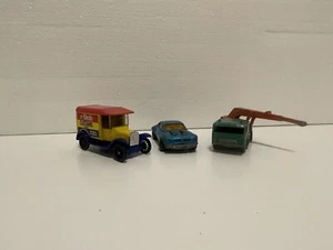 Vintage Match Box MC Toy Die Cast Cars Lot Of 3 Model T, Firebird, And Crane - Picture 1 of 20