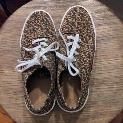 Old Navy Women's Size 8 Canvas Leopard Print Sneakers Tennis Shoes - Image 1 of 4