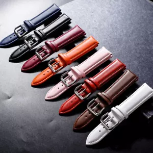 16mm 18mm 20mm 22mm 24mm Genuine Leather Wristband Watch Strap Band Bracelet - Picture 1 of 26