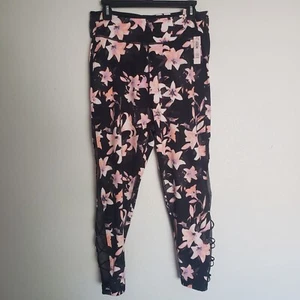 Victoria's Secret Black Pink Floral Incredible Essential Legging Mesh Size 16 - Picture 1 of 7