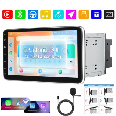 64G Android 13 Double 2DIN Rotatable 10.1'' Car Stereo Radio Carplay GPS Wifi US - Image 1 of 4