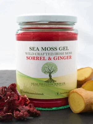 HEALTH CONSCIOUS UK 100% Organic Sea Moss Gel / 500ml / Sorrel & Ginger Infused / Irish Moss /drSebi