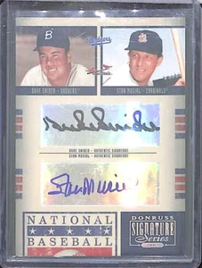 2005 Donruss Signature Hall of Fame Dual Autograph HOF60 Duke Snider Stan Musial - Picture 1 of 2