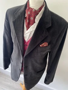 VINTAGE mens QUATTO BLACK VELVET RIBBED EVENING DRESS WEDDING JACKET 42" - Picture 1 of 8