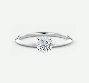 0.90 Ct Round F/VS Lab Created Grown Diamond Solitaire Ring Solid 14K White Gold - Picture 1 of 1