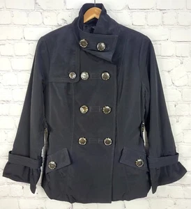Midnight Velvet Womens M Black Peacoat Belted Blazer Jacket - Picture 1 of 12