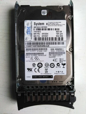 49Y2003 49Y2004 49Y2007 IBM 600GB 10K RPM 6Gb/s 64MB 2.5" SAS HS HARD DRIVE - Image 1 of 3