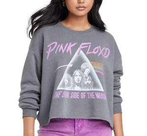 Pink Floyd Womens Crop Pullover Sweatshirt Dark Side of the Moon Oversize M - Picture 1 of 7