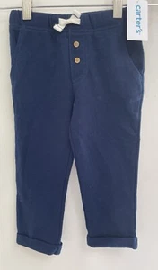 Carter's Toddler Boys Solid Blue 100% Cotton Adjustable Waist Pull On Pants 2T - Picture 1 of 3