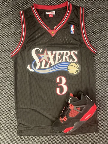 Allen Iverson #3 Philadelphia 76ers Black Throwback Jersey Cover