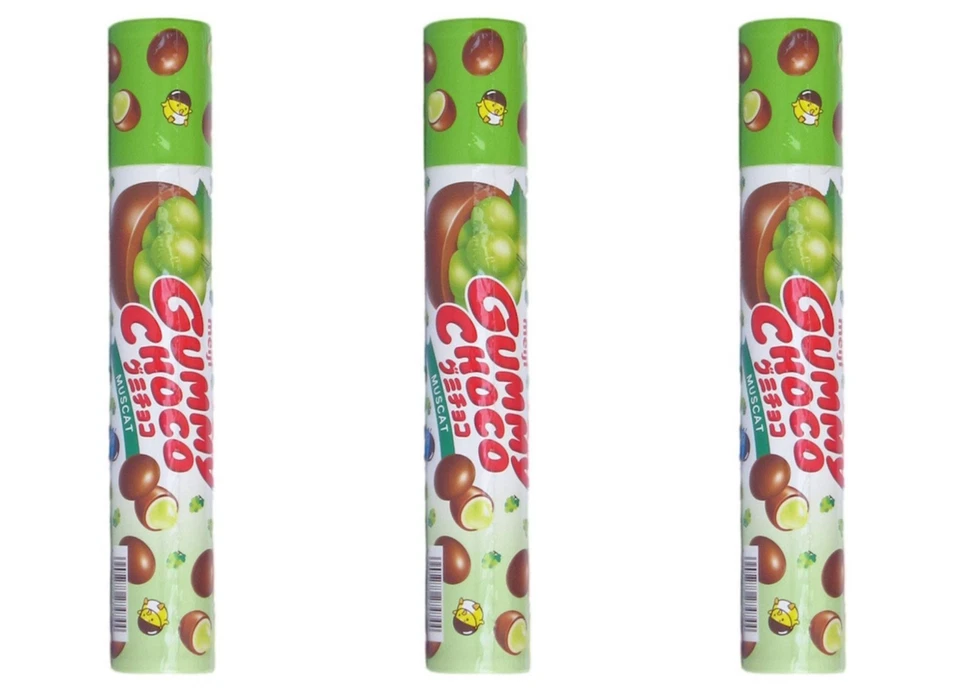 3 TUBOS Meiji Gommy Choco Chocolate Moscatel Verde Uva Gomosa Caramelo Gotas 2.85 OZ Foto 1 de 1