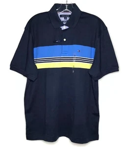Tommy Hilfiger TH Luxe Poloshirt Herren M blau gelb Classic Fit Flag - Bild 1 von 10