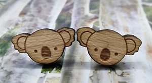 One Pair Of Wooden Australia Koala Laser Cut Stud Earrings Gift Idea π¨πΏπ¦πΊ - Picture 1 of 3