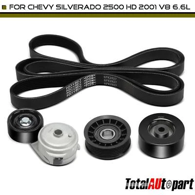 4x Kit de componentes de transmisión por correa Serpentine para Chevrolet Silverado 3500 2001 V8 6,6 L Foto 1 de 4