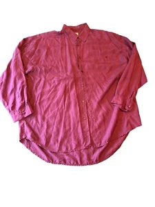 Vintage 80s City Streets Purple 100% Silk Button-Up Long Sleeve Shirt XL - Picture 1 of 5