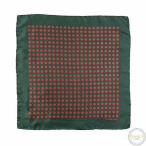 Turnbull & Asser Green Red 100% Silk Dotted Glossy Hand Rolled Scarf - Picture 1 of 4