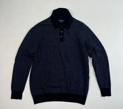 Jos A Bank 男式大号剪裁美利奴羊毛 Polo 毛衣图案户外 — 第 1/4 张图片