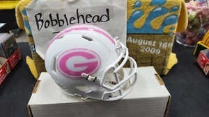 CUSTOM GREEN BAY PACKERS SPEED WHITE PINK CANCER RIDDELL MINI FOOTBALL HELM - Bild 1 von 6