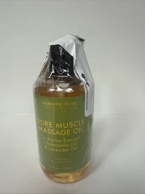 MAJESTIC PURE Arnica Sore Muscle Massage Oil for Body - 8 fl. oz. NEW Sealed - Image 1 of 2