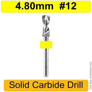 4.8mm .189" Carbide Drill Bit 1/8" Shank  .450" Depth - Premium Solid Carbide - Picture 1 of 3