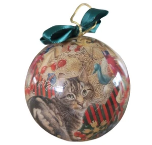 Enesco Vintage 90’s Cat Christmas Ornament Ball Flat Bottom - Bild 1 von 5