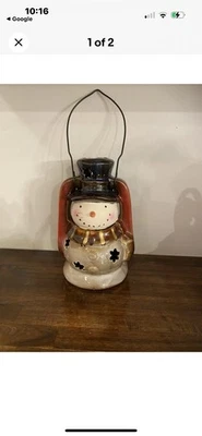 Linterna muñeco de nieve esmalte de cerámica hogar de vacaciones gres soporte de luz de té/como nuevo Foto 1 de 4