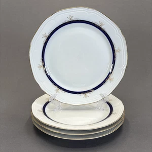 Bareuther Waldsassen Bavaria Germany Dinner Plate Set of 4 Echt Cobalt Gold Trim - Picture 1 of 8