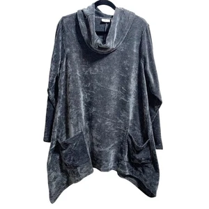 Logo Lori Goldstein Chenille Wasserfallausschnitt Hai Biss Saum Tunika Pullover 1X - Bild 1 von 8