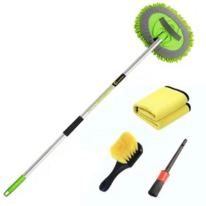 Car Wash Brush Kit With Super Long Handle, 2 in 1 Chenille Microfiber - Picture 1 of 5