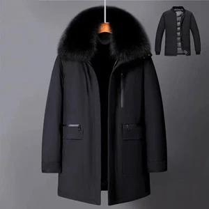 Mens Parka Jacket Winter Coat Thickened Down Jacket Long White Duck Down Jacket - Picture 1 of 24