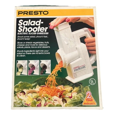 Presto 02910 SaladShooter Electric Food Slicer Shredder White Open Box Vintage - Image 1 of 4