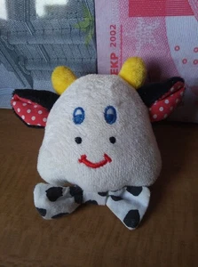 Vintage Eden Small Cow Baby Soft Plush Rattle Toy black White Polka Dots 3.5" - Picture 1 of 6