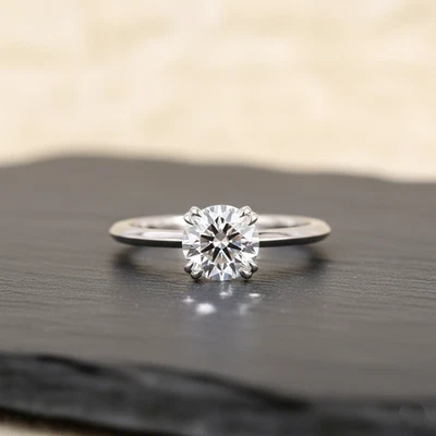 Lab Grown 1.25 CT Round IGI Certified Diamond Double Claw Prong Solitaire Ring - Image 1 of 4