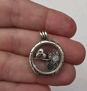 Pandora Floating Round Locket 925 Sterling Silver Pendant Disney Mini Charms - Picture 1 of 5