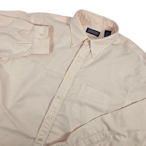 Lands End Mens Dress Shirt 16 1/2 35 Trim Fit Carnation Pink Cotton Blend Oxford - Picture 1 of 9