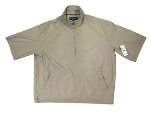 Vintage Polo Golf Ralph Lauren 1/2 Zip Windbreaker Mens XXL Short Sleeve Tan New - Foto 1 di 9