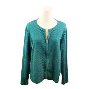 Ann Taylor Factory Green Cardigan with Zipper - Picture 1 of 3