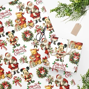 Papel de envolver navideño vintage, rollos clásicos de regalo navideño para niños - Imagen 1 de 2