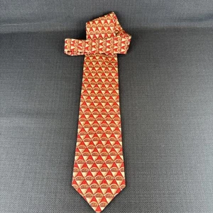 Ermenegildo Zegna Herrenkrawatte rot gold geometrisch 100 % Seide 57 x 3,75 Krawatte - Bild 1 von 14