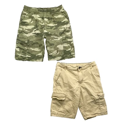Cargo Shorts LOT 2 Boys 27* Camo Gorpcore Hiking Academia Camping Outdoors Skate Foto 1 de 4